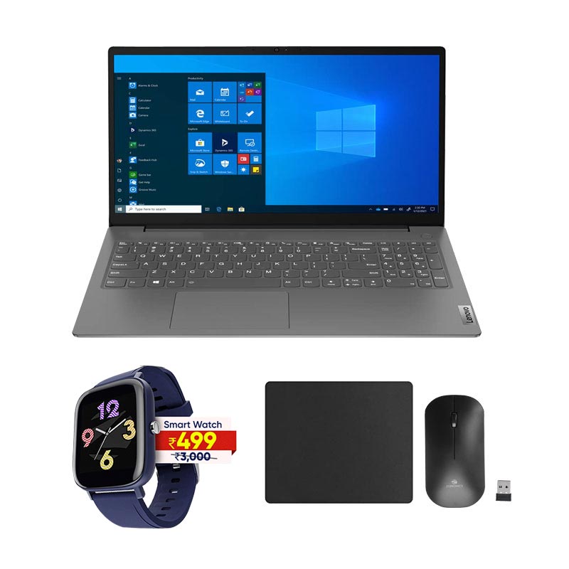 Picture of Lenovo V15 Intel Core i3 12th Gen 15.6" (39.62 cm) (8GB RAM/512GB SSD/Windows 11 Home/Iron Grey/1.7 kg), 82TTA00VIH & Wireless Mouse & Mouse Pad